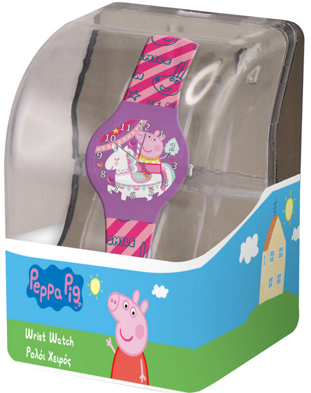Часовник В ПодаръчнаКутия Със Силиконова Каишка Аналогов Пепа Пиг 10Х7Х7