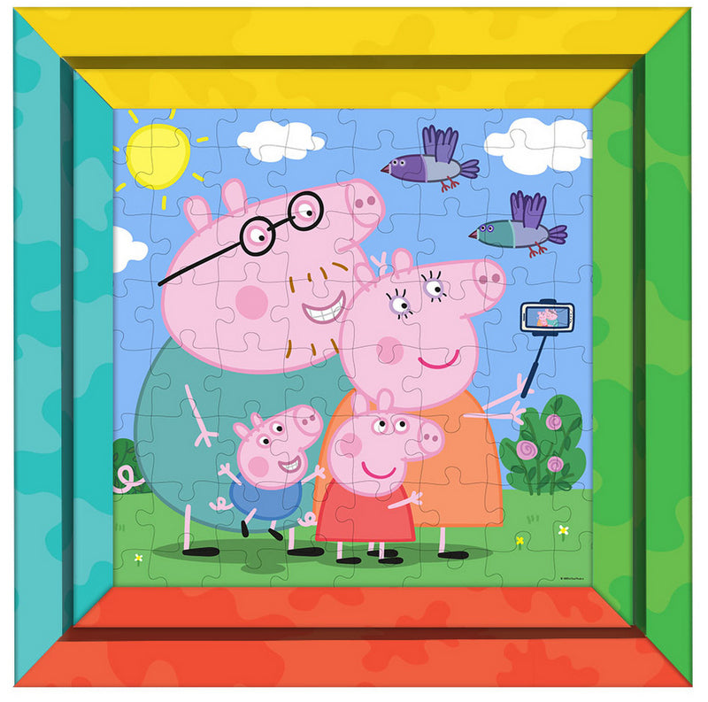Пъзел 64 Ел. С Рамка За Стена Пепа Пиг Размер На Пъзела 27Х27С Възможност За Оцветявание На Гърба