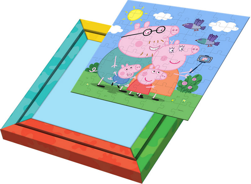 Пъзел 64 Ел. С Рамка За Стена Пепа Пиг Размер На Пъзела 27Х27С Възможност За Оцветявание На Гърба