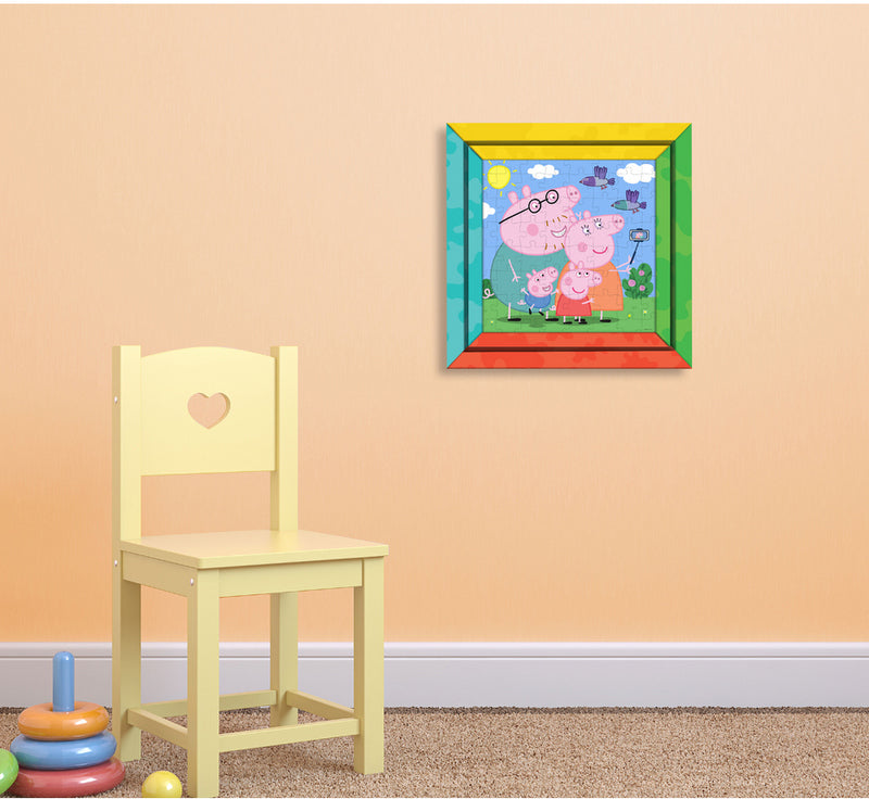 Пъзел 64 Ел. С Рамка За Стена Пепа Пиг Размер На Пъзела 27Х27С Възможност За Оцветявание На Гърба