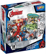 Пъзел 150 Ел. 3Д Ефект Лентикуларен Пъзел 46Х31 Отмъстителите С 3 Картини В Него При Промяна На Зрителния Ъгъл И С Възможност За Оцветявание На Гърба