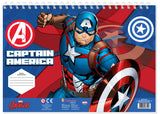 Рисувателен Блок А4 Със Спирала С Шаблони С ЛинияСтикери И Оцветителни Страници 40 Стр. 33Х23 Капитан Америка ОтмъстителитеДва Вида