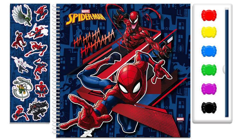 Оцветителен Комплект С Дръжка Стикери Скицник Със Спирала ЧеткиБоички И 20 Оцв. Страници Спайдермен35X22X2