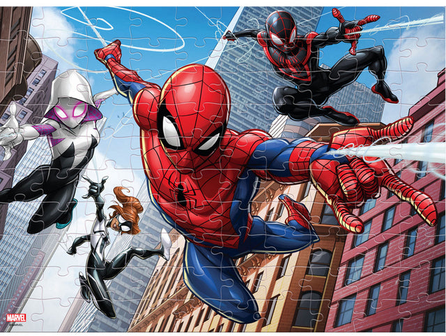 Пъзел 100 ЕлЕдри Елементи Спайдермен С Възможност За Оцветявание На Гърба Размер На Пъзела 37Х27 Едри Елменти
