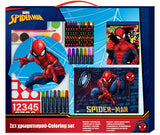 Оцветителен Комплект Куфарче С ДръжкаС Шаблони Стикери С Албум Спирален Блок А4 И Много Маркери ПастелиВодни Боички Четки И Т.Н. Спайдермен54Х47Х3