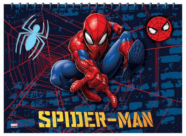 Оцветителен Комплект Куфарче С ДръжкаС Шаблони Стикери С Албум Спирален Блок А4 И Много Маркери ПастелиВодни Боички Четки И Т.Н. Спайдермен54Х47Х3