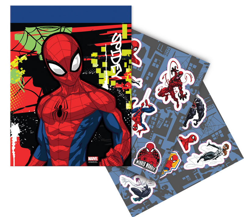 Оцветителен Комплект Куфарче С ДръжкаС Шаблони Стикери С Албум Спирален Блок А4 И Много Маркери ПастелиВодни Боички Четки И Т.Н. Спайдермен54Х47Х3