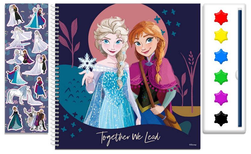 Оцветителен Комплект С Дръжка Стикери Скицник Със Спирала ЧеткиБоички И 20 Оцв. Страници Фроузен35X22X2