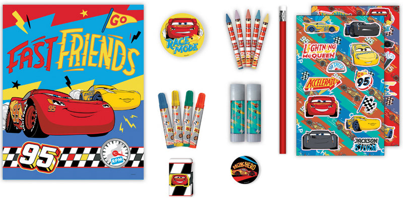 Оцветителен Комплект Куфарче С Дръжка 30 Ел. Моливи Лепила Гуми Пастели Маркери Стикери И Т.Н. Колите 37Х29Х3