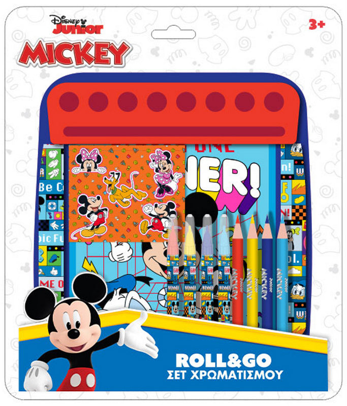 Оцветителен Център С Маркери Цветни МоливиСтикери И Рисувателна Хартия На Руло С Мики И Мини Маус 25Х21Х2
