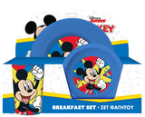 Комплект За Хранене С Чаша 10.5Х6.5 280 МлГоляма Чиния 21.5 См И МалкаЧиния 17 См Bpa Free Мики Маус