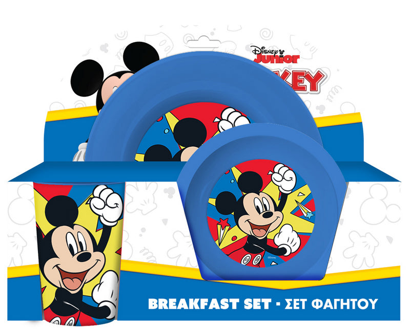 Комплект За Хранене С Чаша 10.5Х6.5 280 МлГоляма Чиния 21.5 См И МалкаЧиния 17 См Bpa Free Мики Маус