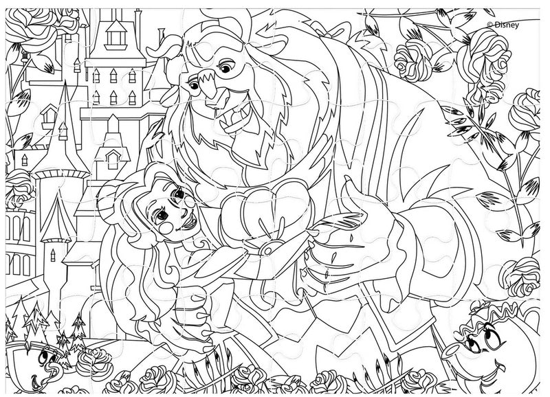 Пъзел 4 В 112Ел. 15 Ел. 20Ел. 24Ел. Дисни Принцеси 28Х28Х5 Размер На Пъзела 29Х21 Големи ЧастиС Възможност За Оцветявание На Гърба