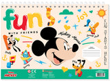 Рисувателен Блок А4 Със Спирала С Шаблони С ЛинияСтикери И Оцветителни Страници 40 Стр. 33Х23 Мики МаусДва Вида