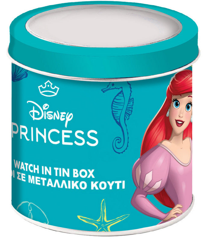 Часовник В Метална Кутия Със Силиконова Каишка АналоговДисни Принцеси Ариел