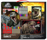Set de colorat cu mâner, cu șabloane, autocolante, cu album, bloc spiralat A4 și multe markere, pasteluri, acuarele, pensule etc. Jurassic World 54x47x3
