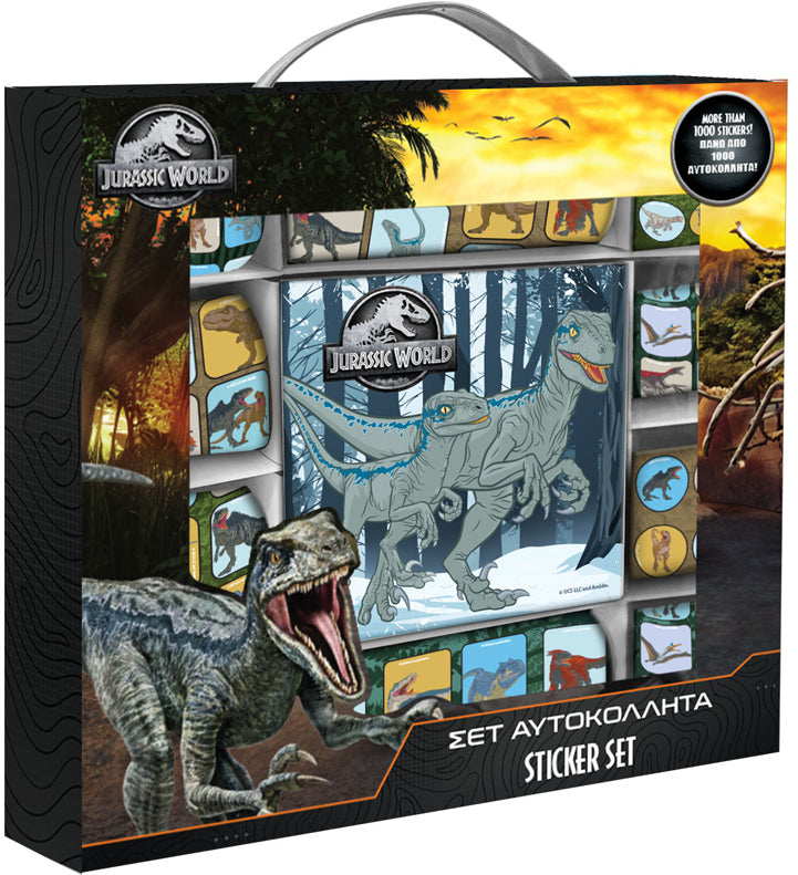 Куфарче С Дръжка И 1000 Стикеря На Джурасик Свят И Албум За Стикерите 22Х22Х3