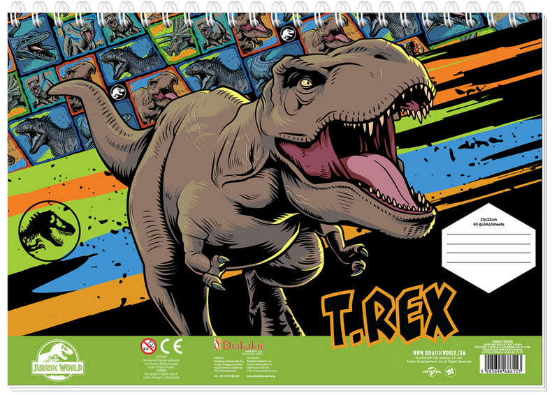 Рисувателен Блок А4 Със Спирала С Шаблони С ЛинияСтикери И Оцветителни Страници 40 Стр. 33Х23 Джурасик Свят Два Вида