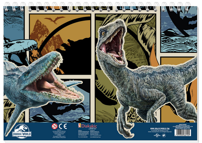 Рисувателен Блок А4 Със Спирала С Шаблони С ЛинияСтикери И Оцветителни Страници 40 Стр. 33Х23 Джурасик Свят Два Вида