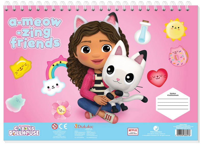 Рисувателен Блок А4 Със Спирала С Шаблони С ЛинияСтикери И Оцветителни Страници 40 Стр. 33Х23 Къщата За Кукли На Габи Два Вида