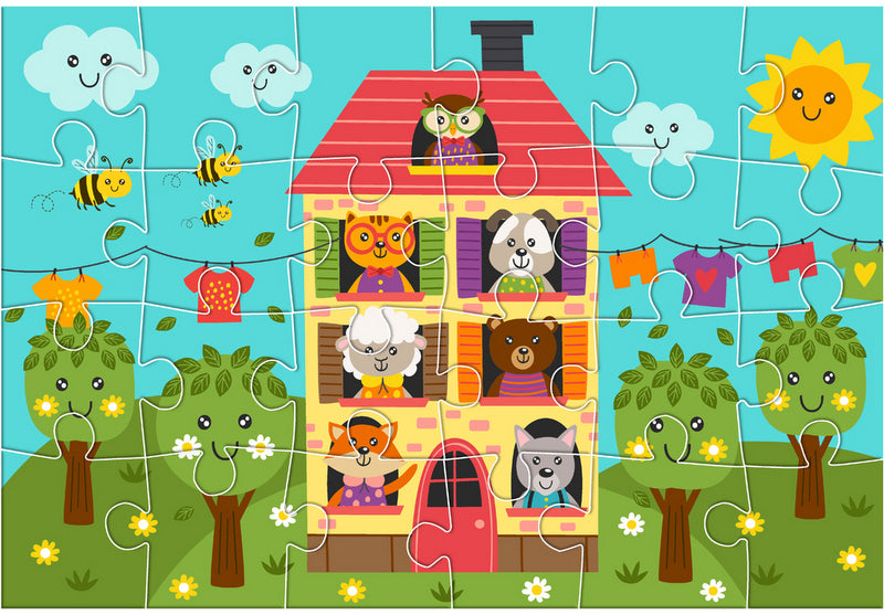 Пъзел 24 Ел Животните Много Едри Елементи 41Х28 Размер На ПъзелаС 3 Оцветителни Страници