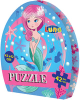 Puzzle 42 El cu cutie ovală Sirenă cu puzzle dimensiune 42x42 cu Chl El.