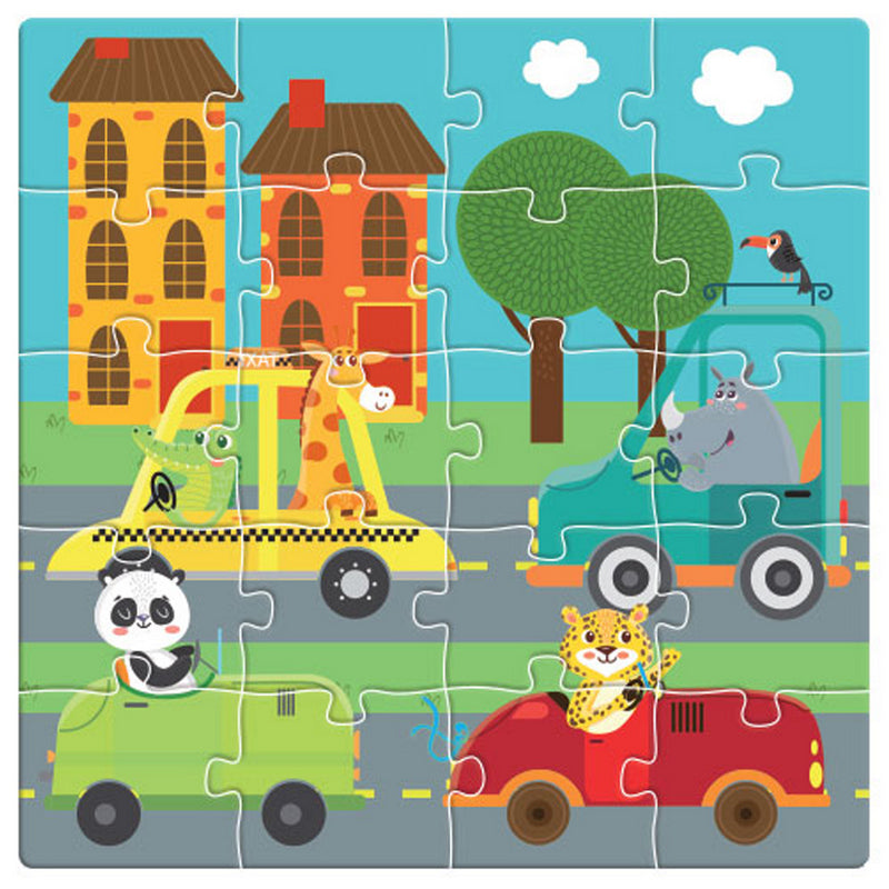 Пъзел Магнитен 60 Ел. Животните В Града 18Х18Х2 Съдържа 3 Пъзела По 20 Ел