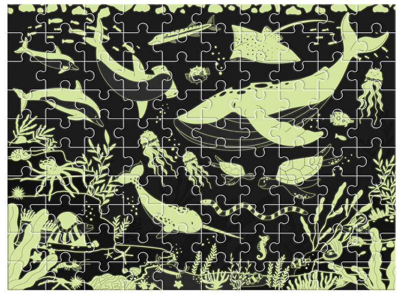 Пъзел 100 Ел Светещ В Тъмното Едри Елементи Морски ЖивотниРазмер На Пъзела 49Х36 Едри Елменти