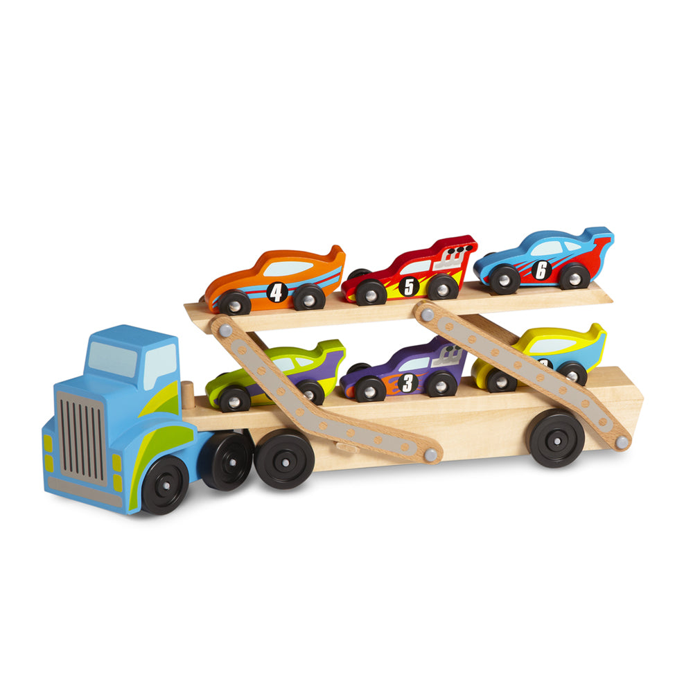 Melissa & Doug Fa autószállító autó autókkal