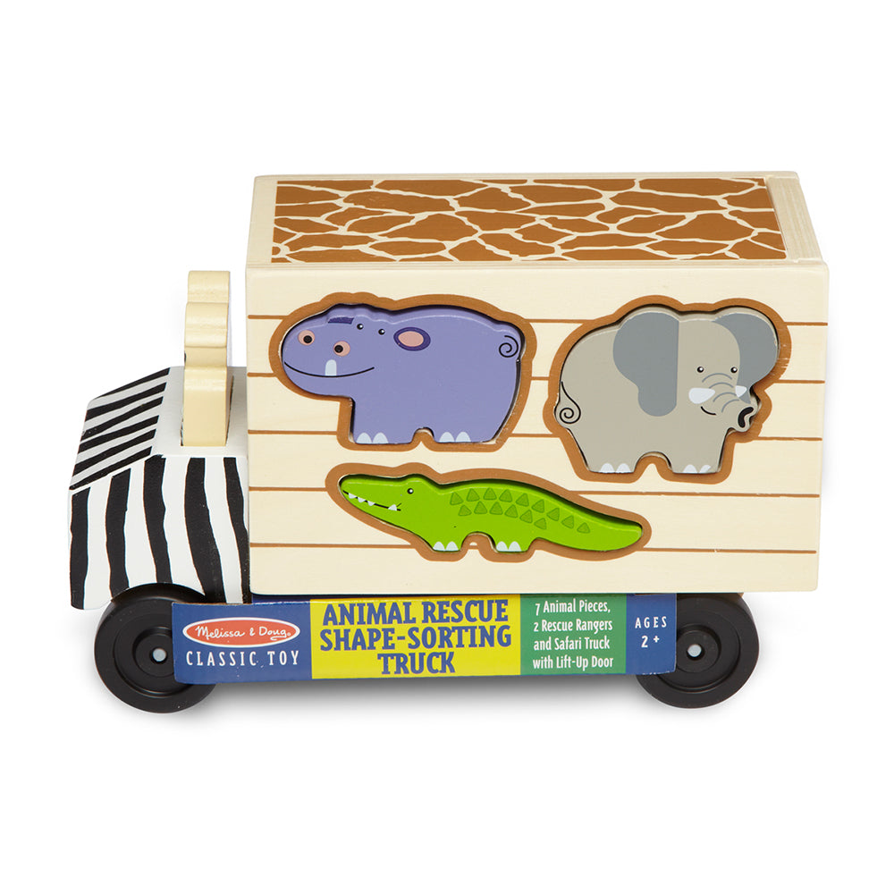 Melissa & Doug fából készült teherautó F betűs állatokkal