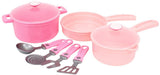 Set de bucătărie roz 32x20x10 cu oale și tigăi