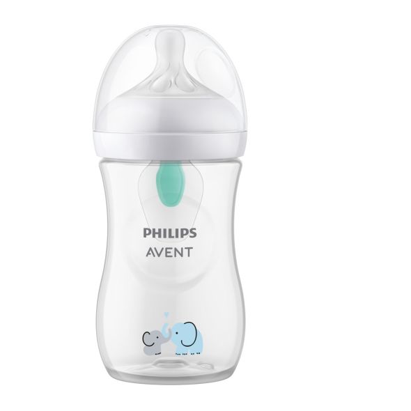 Philips Avent Natural Response cumisüveg Airfree szeleppel, 260 ml, 1 hó+, elefántos dekoráció