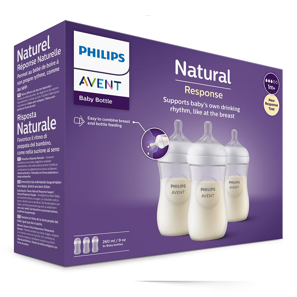Biberoane Philips Avent Natural Response 3.0, 260 ml, 3 buc., 1M+