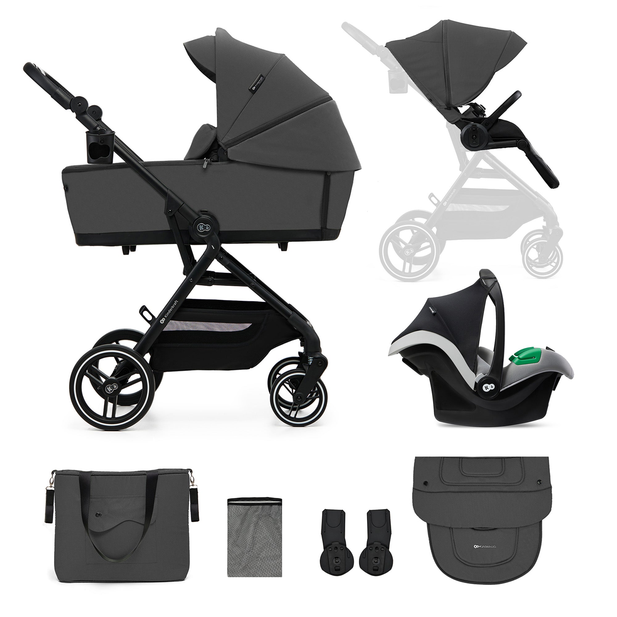 Yoxi Бебешка Количка 3в1 Moonlight Grey Kinderkraft
