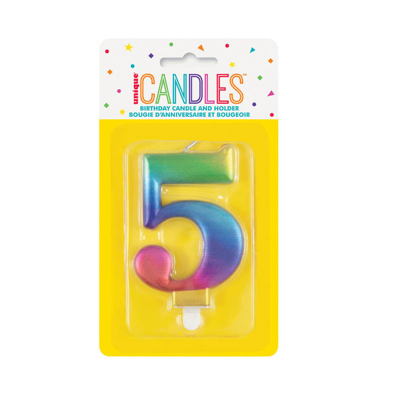 Свещ За Рожден Ден №5 Rainbow Unique