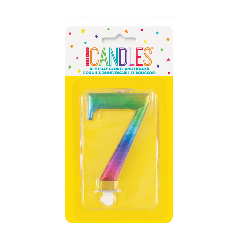 Свещ За Рожден Ден №7 Rainbow Unique