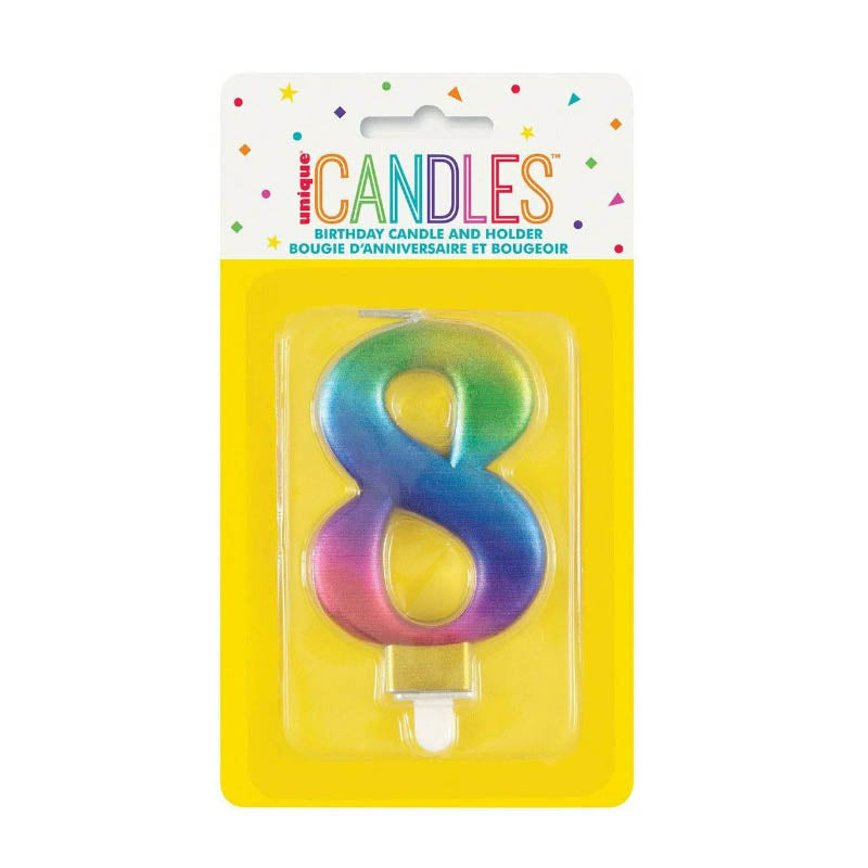 Свещ За Рожден Ден №8 Rainbow Unique