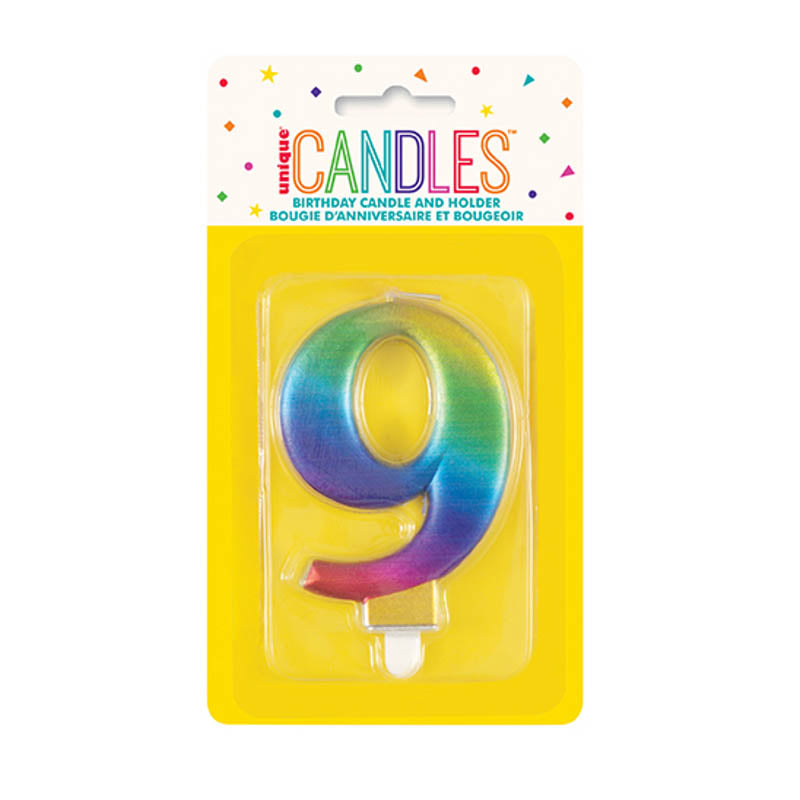 Свещ За Рожден Ден №9 Rainbow Unique