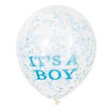 Балон 6бр. Със Сини Конфети “it`s A Boy“ 30см. Unique