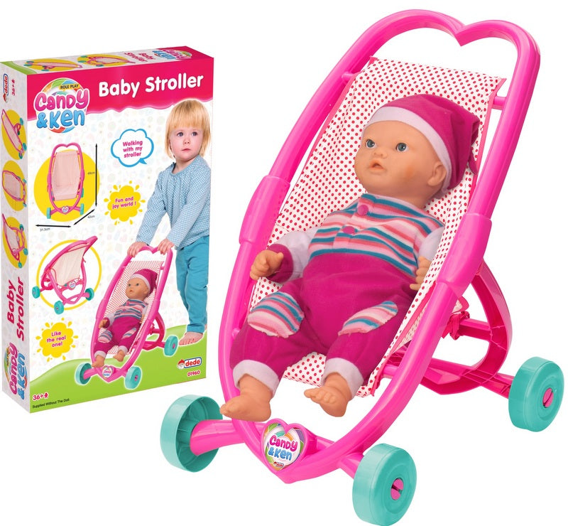 Cărucior pentru păpuși cu bomboane în cutie 62X10X38