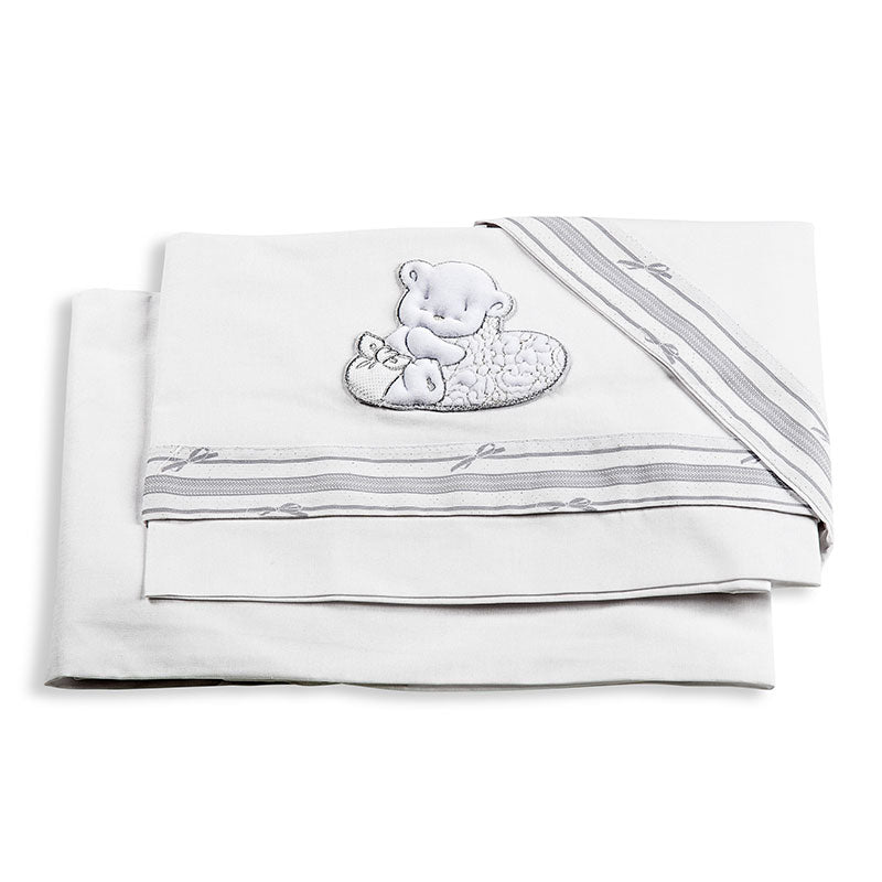 Set de lenjerie de pat Baby Love 3 piese 63x125x12 cm alb