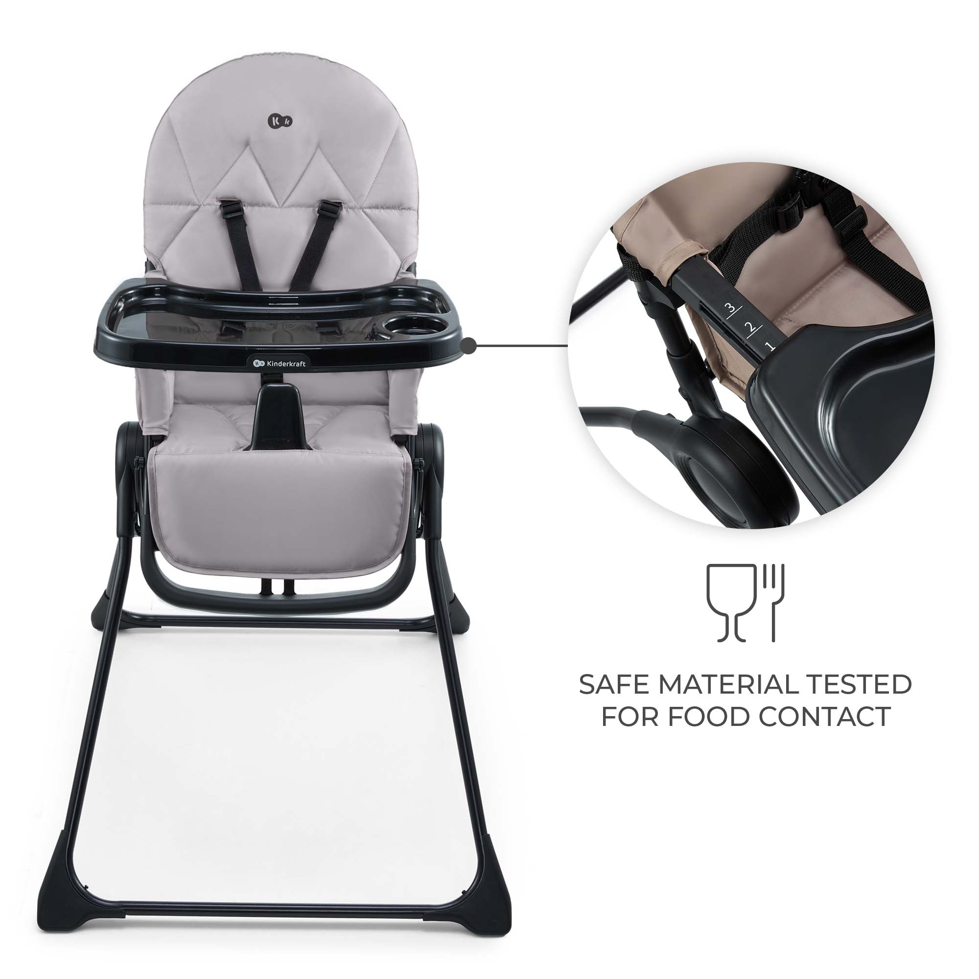 Binci Столче За Хранене Grey Kinderkraft