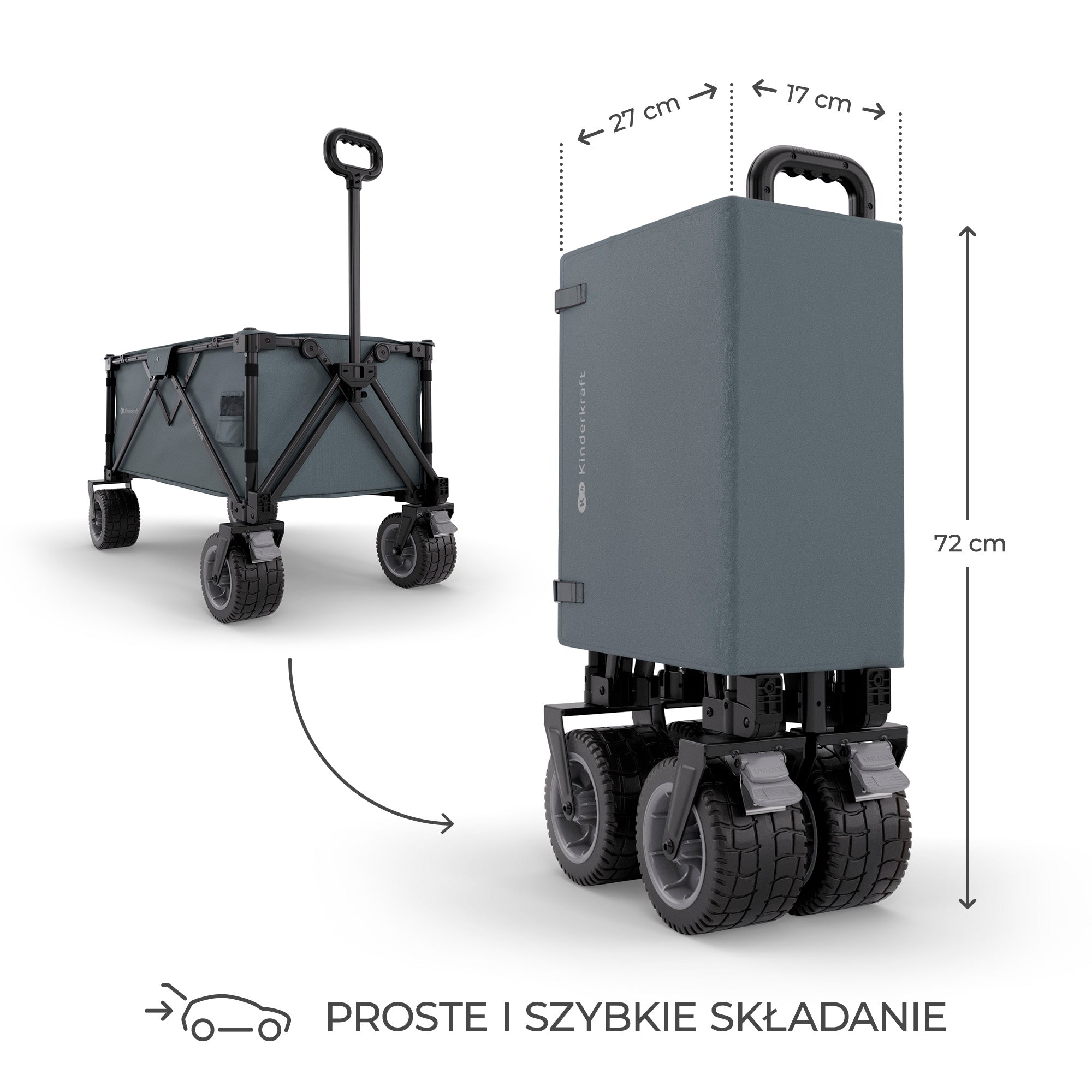 Rollster Сгъваема Количка За Деца Anthracite Kinderkraft