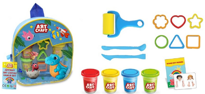 Раница 4Х56Гр. ПластелинИ Форми2 Цватя Син И Розовия И С Еднорог 22Х10Х25