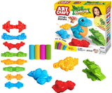 Plastilina K-T cu dinozauri și matrici 3D, 4x50 gr, cu 8 matrici, 22x6x22