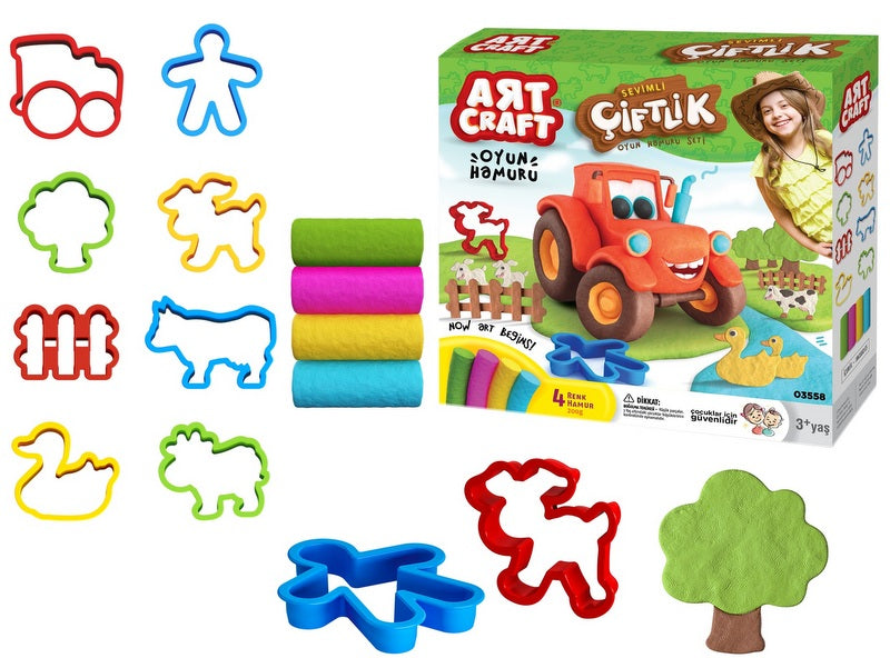 Plastilină Farm K-T S 4x50 gr cu 8 matrici de animale domestice 22x6x22