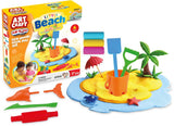Kit de plajă pentru plastilină, 3x50 gr, cu 7 aditivi, 16x5x16