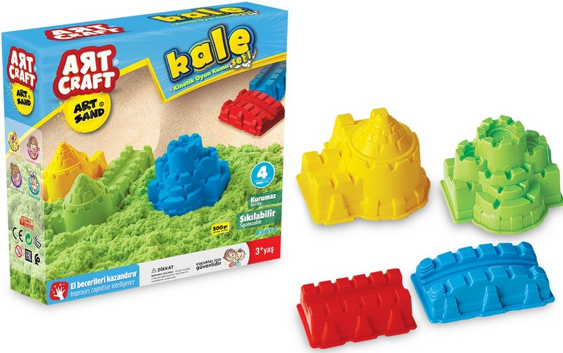 Nisip Kinetic Castle 500G, 4 buc., matrici 3D mari, 22x6x22