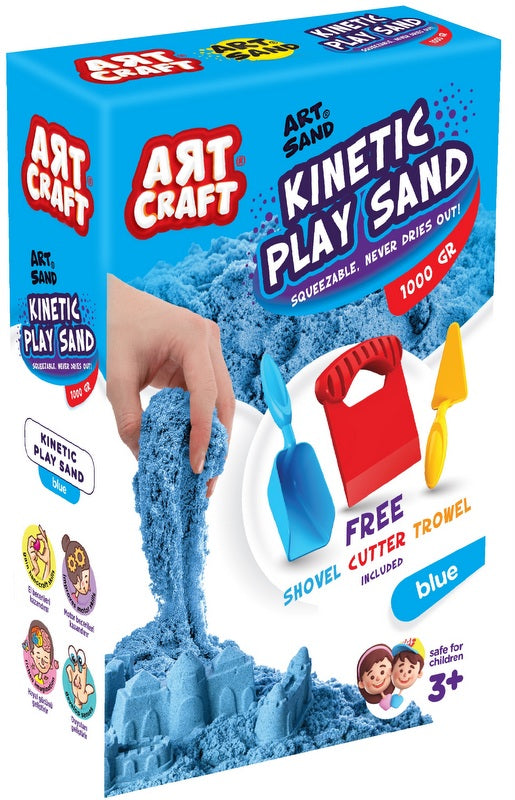 1000 Гр Кинетичен Пясък Син С 3 Инструмента 12Х5Х21