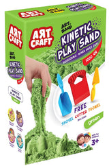 1000 Гр Кинетичен Пясък Зелен С 3 Инструмента 12Х5Х21